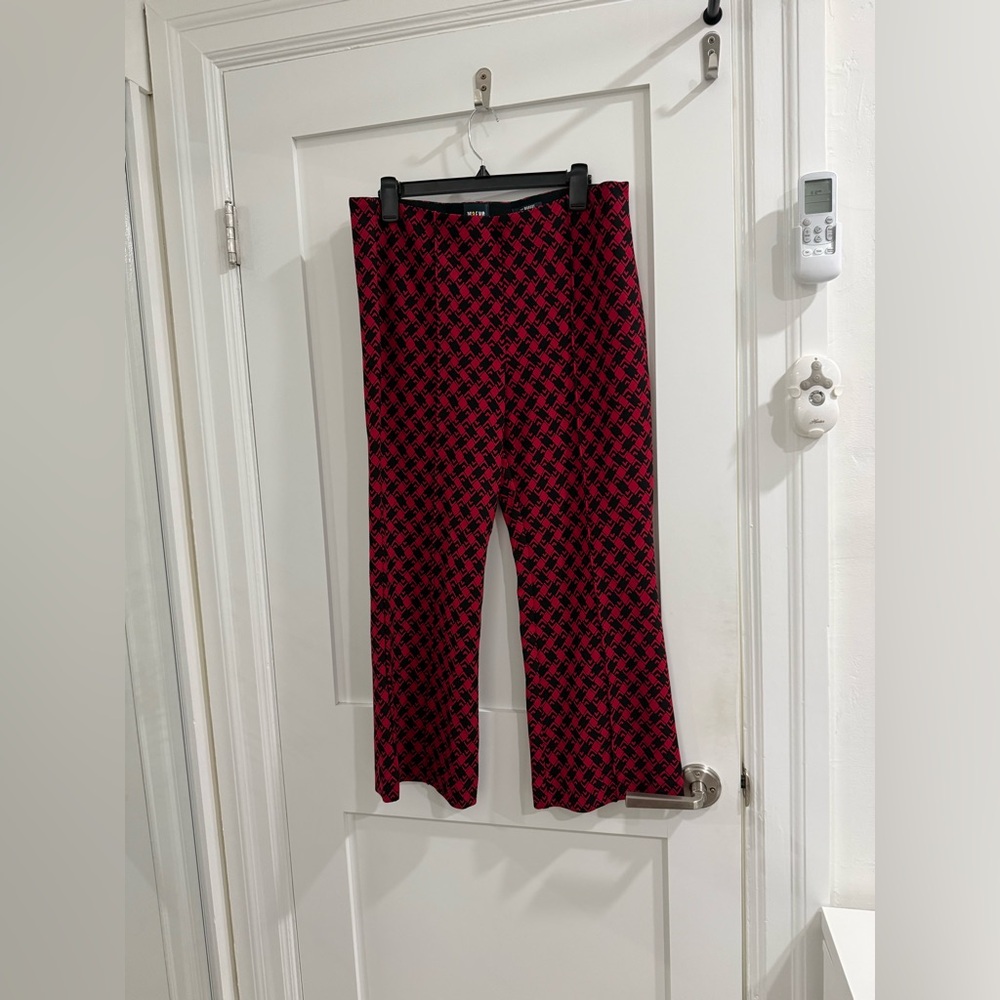 Maeve (Anthropologie) red + black patterned the Margot flare cropped pants